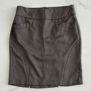 XOXO Brown Pencil Skirt Knee-Length Back Slit Sz 0 HIGT WAIST